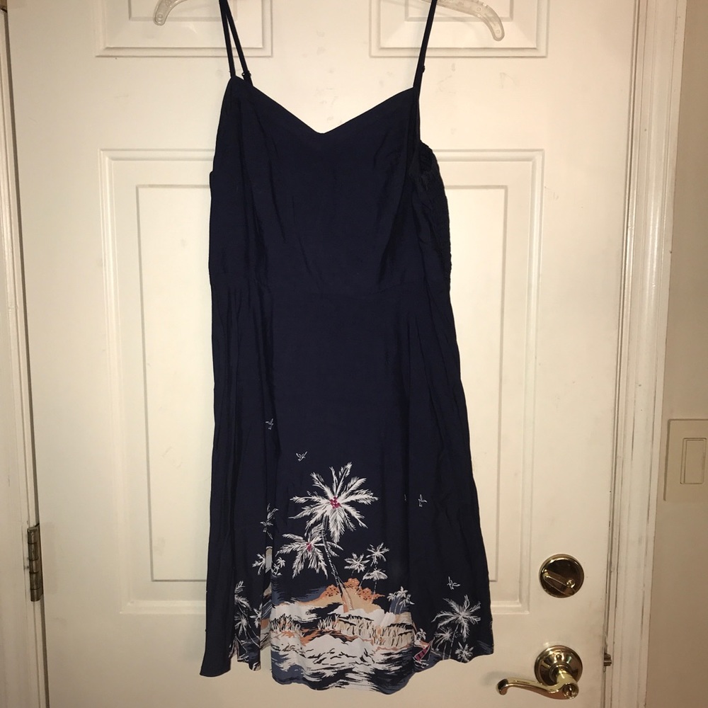 Navy blue beach scene sundress